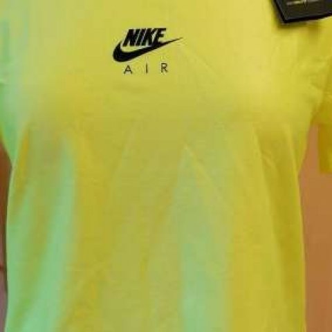 New Nike AIR RUNNING fluorescent yellow cropped tee top S LIGHTWEIGHT
