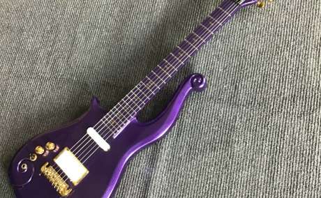 Left Handed Metallic Purple Prince Symbol Cloud Electric Guitar Gold Hardware